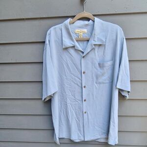 Tommy Bahama 100% Silk Sails Call Tropical Blue Green Shirt XL